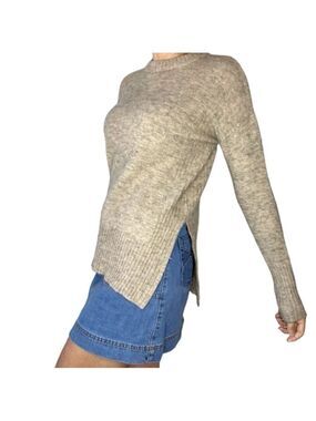 Neutral Tan Wool Alpaca Blend Split Seam Sweater XS